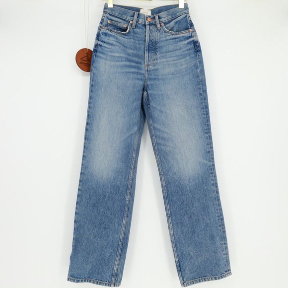 Doen Denim - DOEN Benedicte High Rise Straight‎ Leg Jeans Palais Rhone Sz 24 Cotton Butto Fly